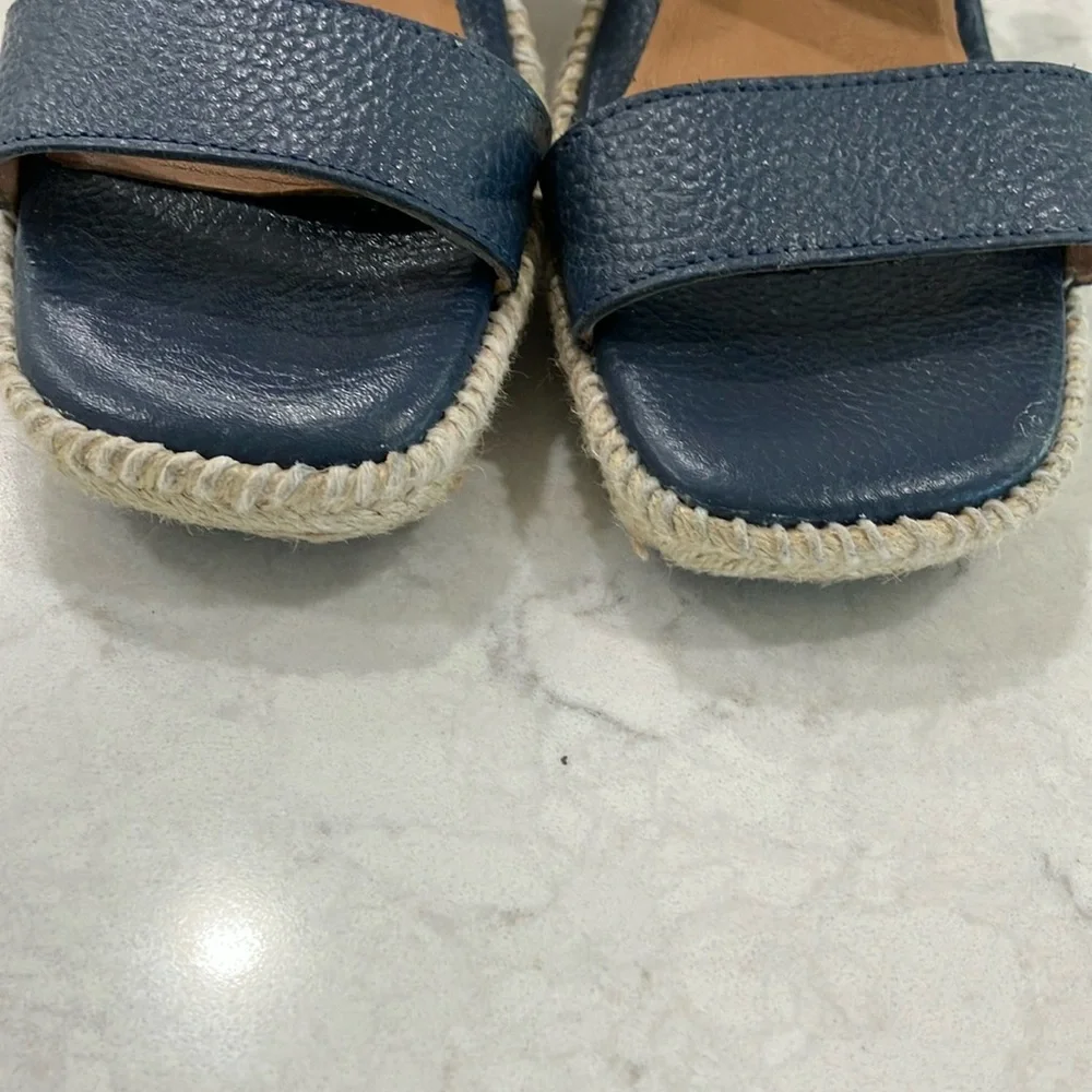 Softwalk Hartley Navy Leather Wedge‎ Espadrille Sandals W/Box Sz 7.5- EUC - Picture 6 of 15